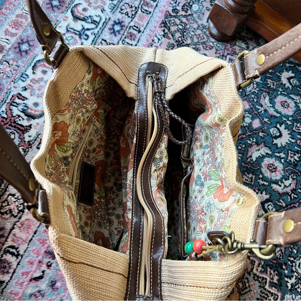 Fossil Burlap Tan Cream Purse handbag - Picture 8 of 12